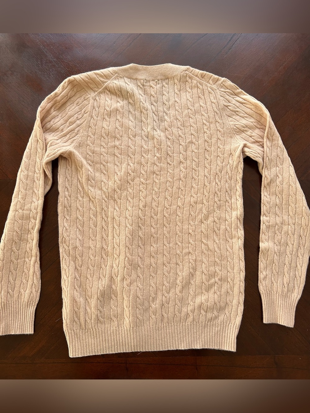 J. Crew women Cable-Knit V-Neck Sweater in Light Beige 55% wool size S - Picture 6 of 6